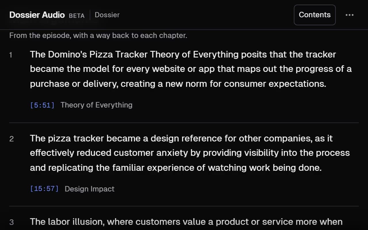 The reader opening on Main arguments, scrolling through the first three